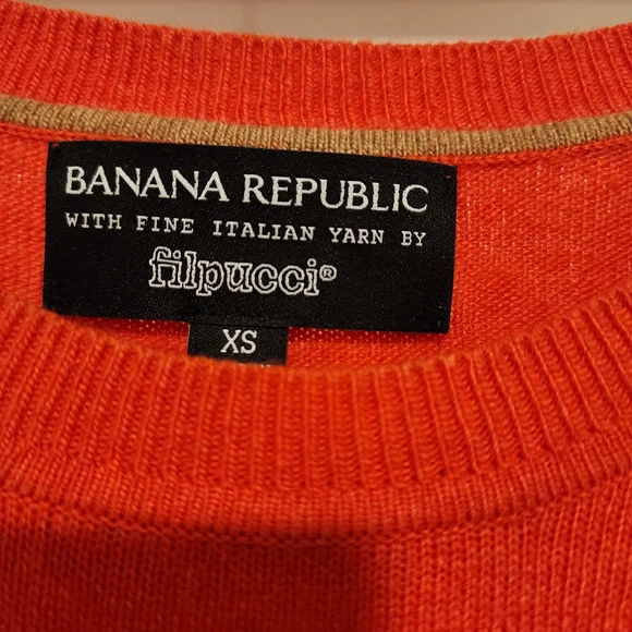 Banana Republic Italian Merino Wool Blend Sweater Orange Preppy Outdoors XS - Picture 8 of 13